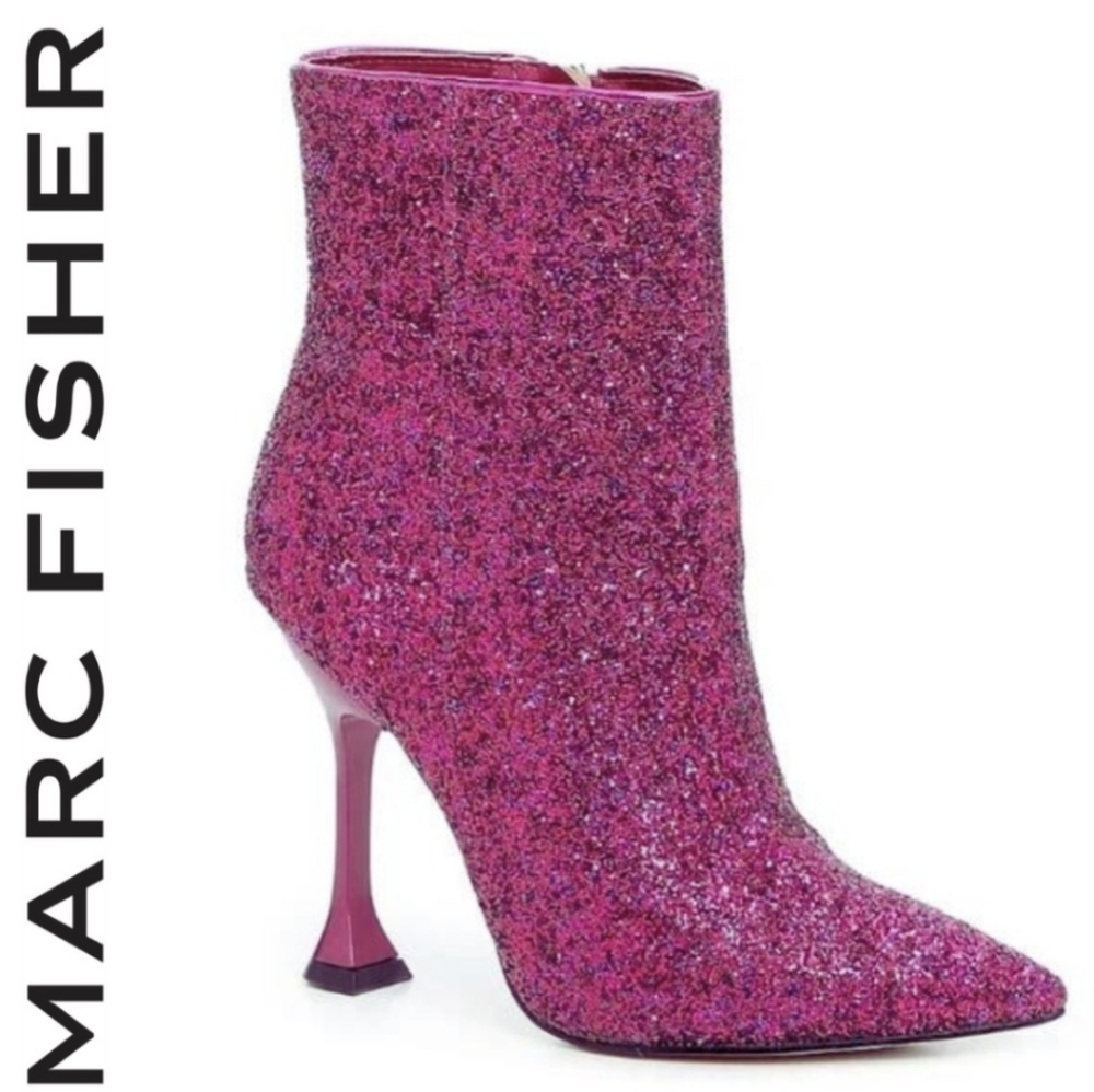 Marc Fisher Fuschia Hot Pink Metallic Glitter Boots 6